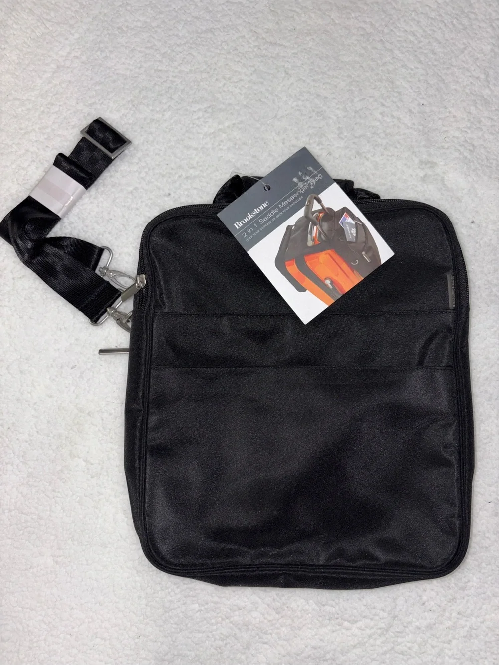 Brookstone Black 2 in 1 Saddle Messenger Bag Compact Crossbody Organizer